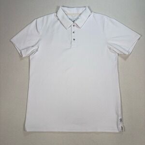 Reigning Champ Lightweight Snap Polo Men's M White Polyester Textured Perforated